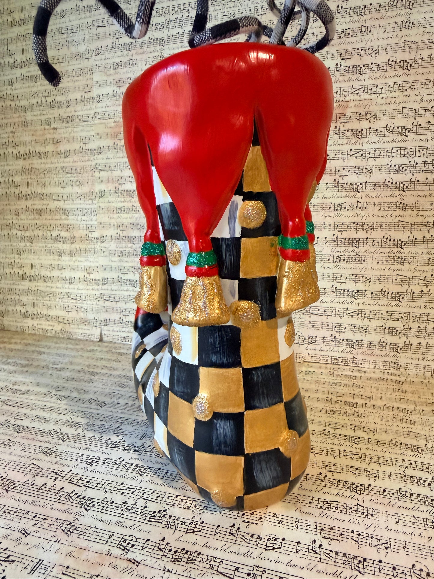 Checkered Elf Boot Vase