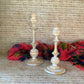 Parchment Check Taper Candle Holders, Pair