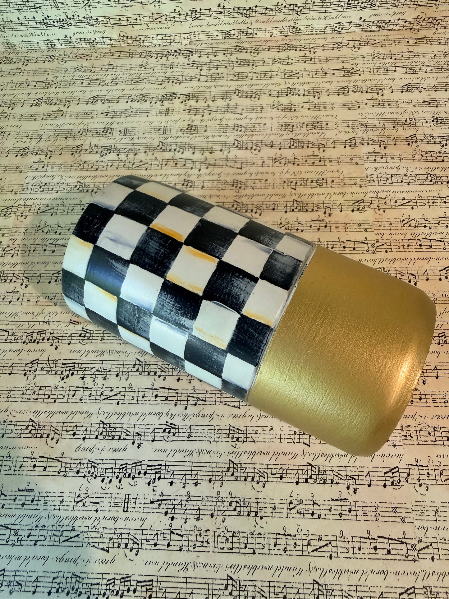 Checkered Marble Tea Light Candle Holder