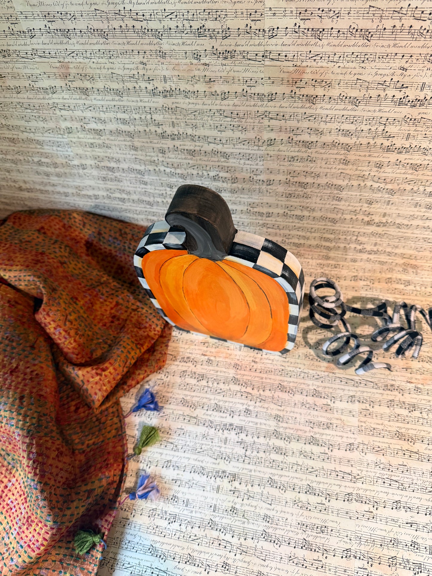 Freestanding Wooden Pumpkin