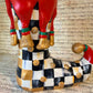 Checkered Elf Boot Vase