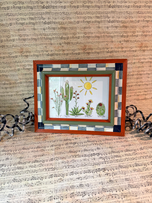 Hand-Painted Checkered Wood Picture Frame, 4.5" x 6.5"