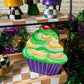 Mardi Gras Wooden Cupcake