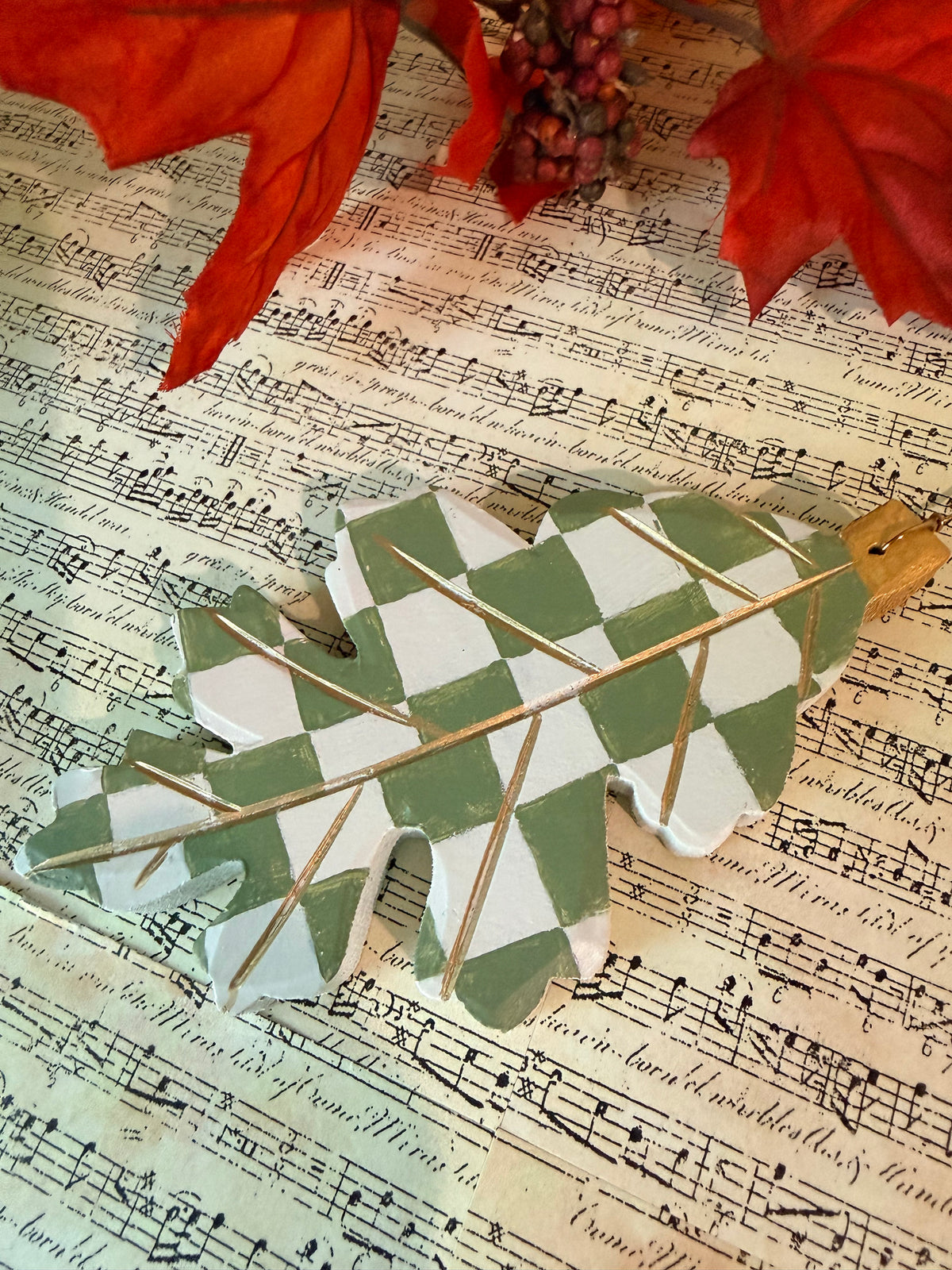Hand Painted Wooden Leaf Garland