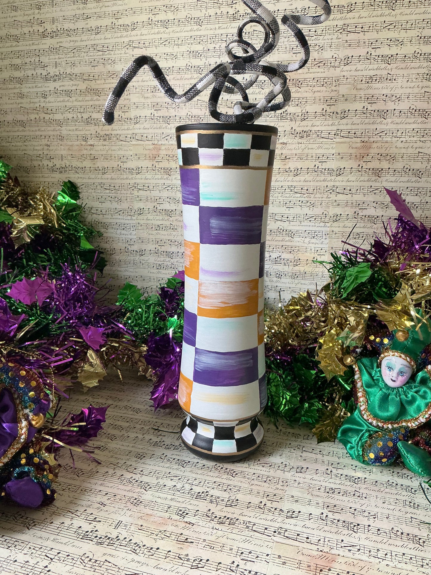 Purple and Gold checkered vase