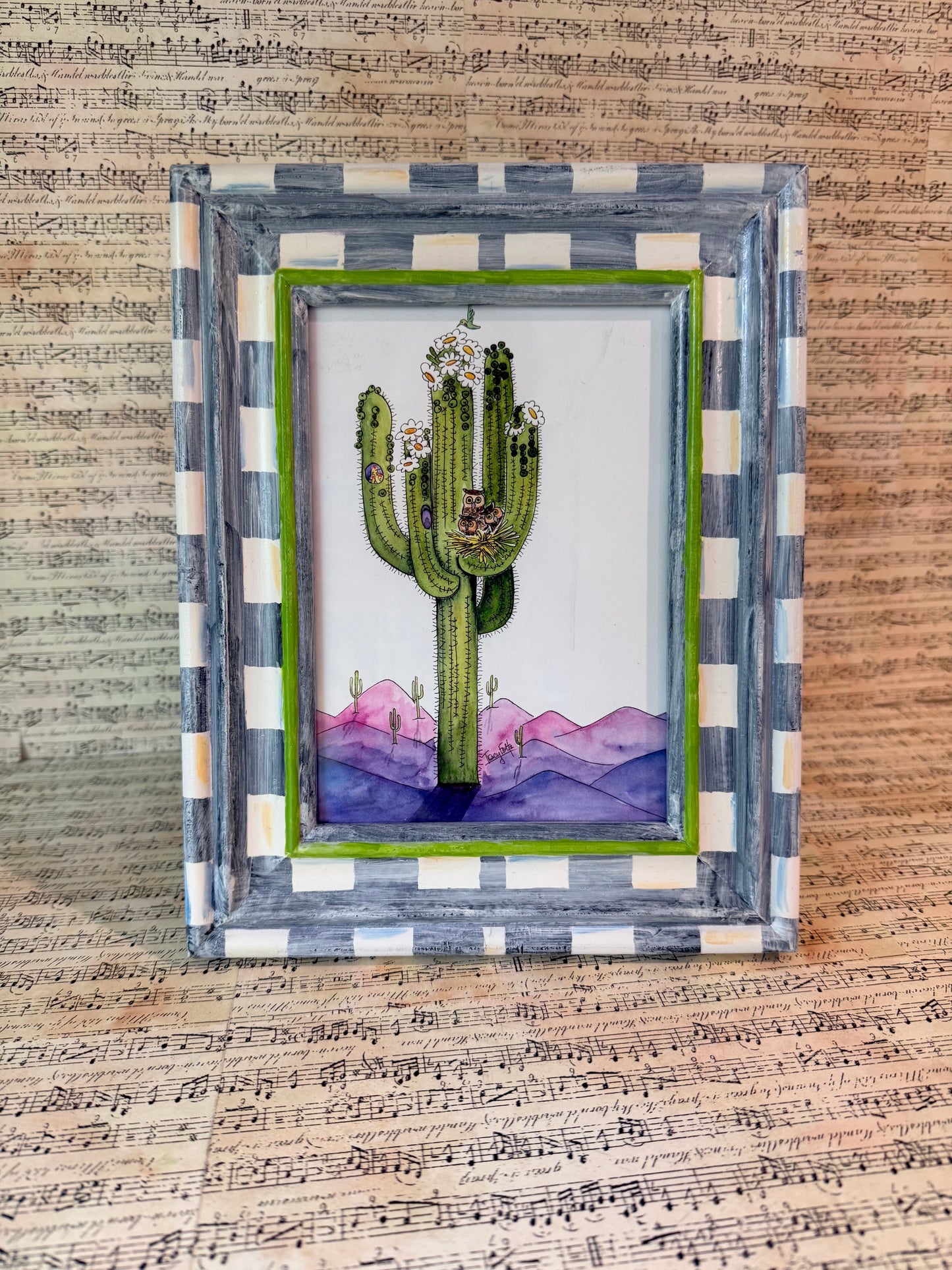 Gray and White Checkered Frame