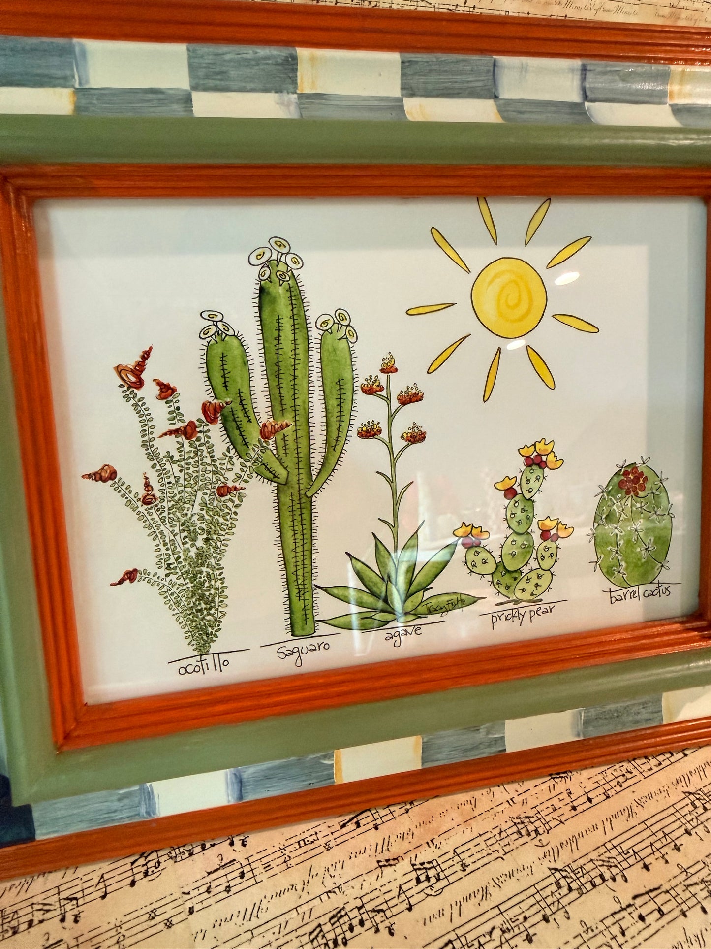 Hand-Painted Checkered Wood Picture Frame, 4.5" x 6.5"