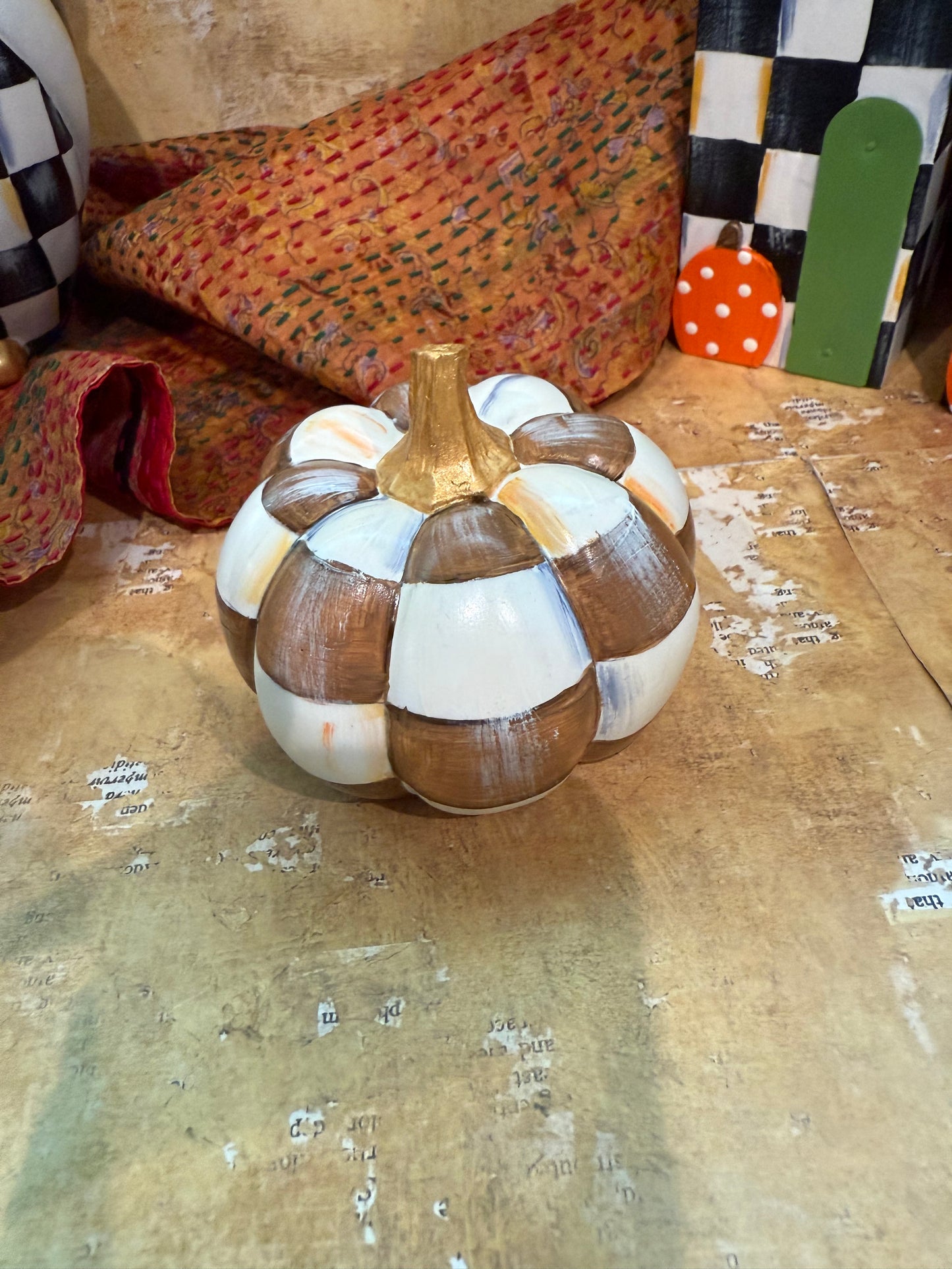 Brown and White Checkered Pumpkin