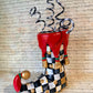 Checkered Elf Boot Vase