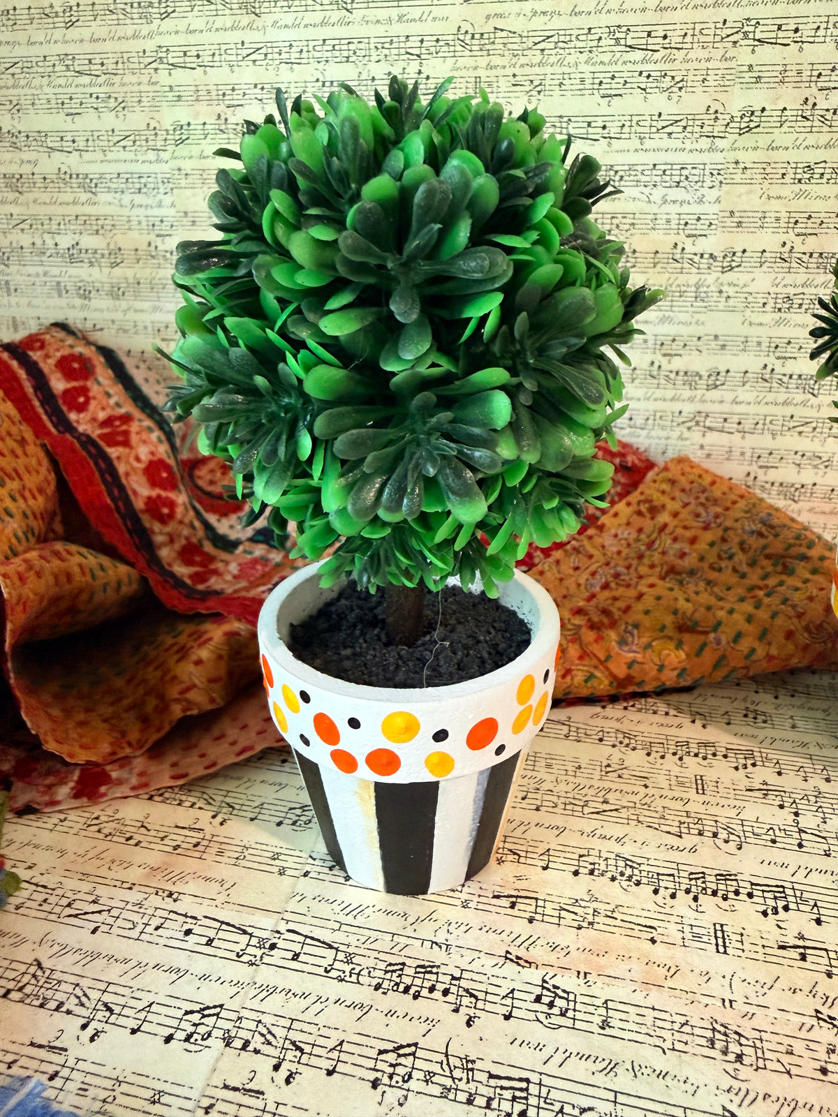 Hand Painted Faux Boxwood Topiary