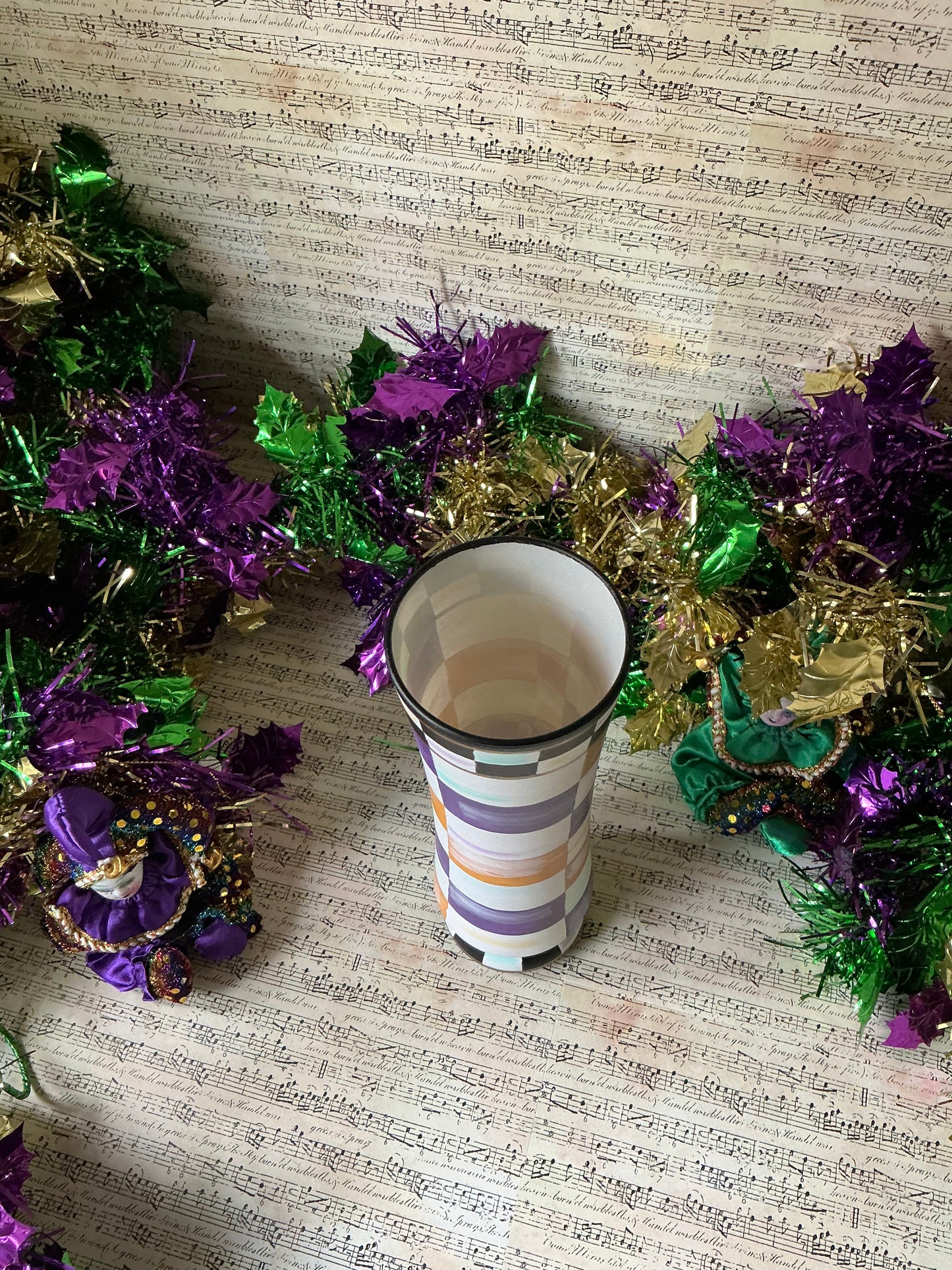 Purple and Gold checkered vase