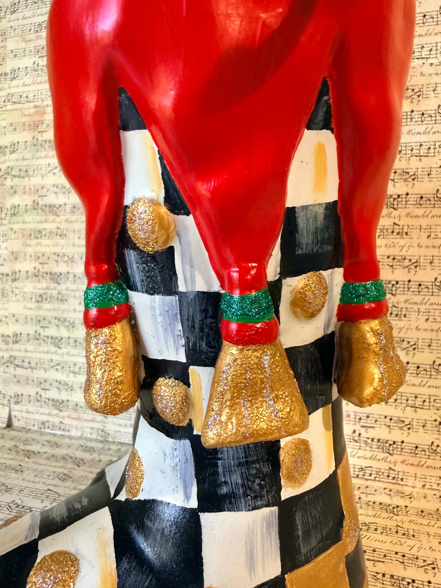 Checkered Elf Boot Vase