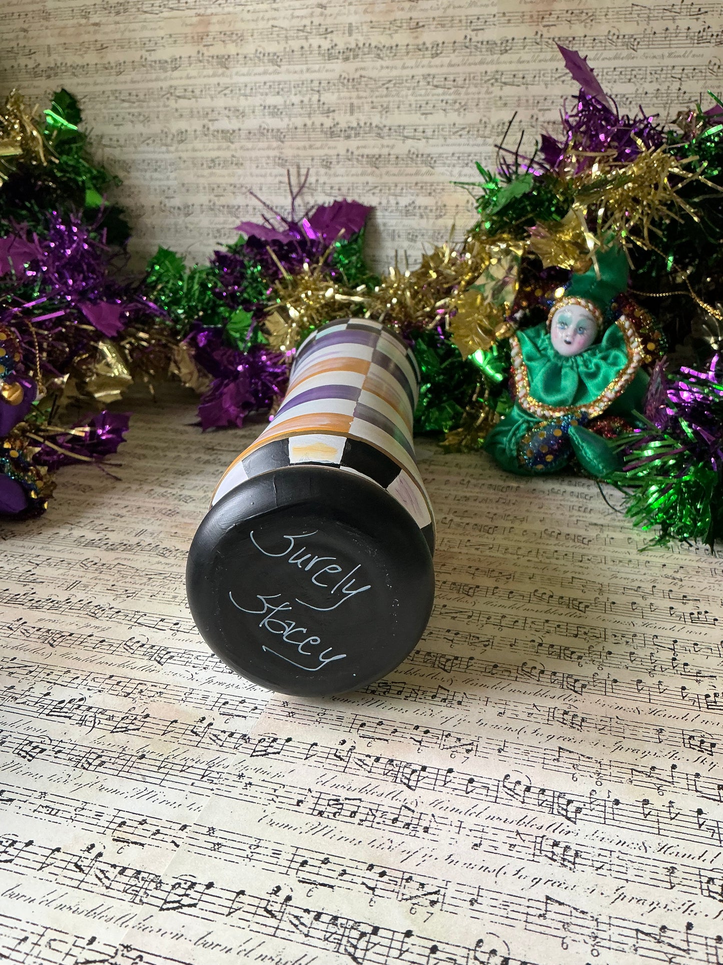 Purple and Gold checkered vase