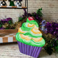 Mardi Gras Wooden Cupcake