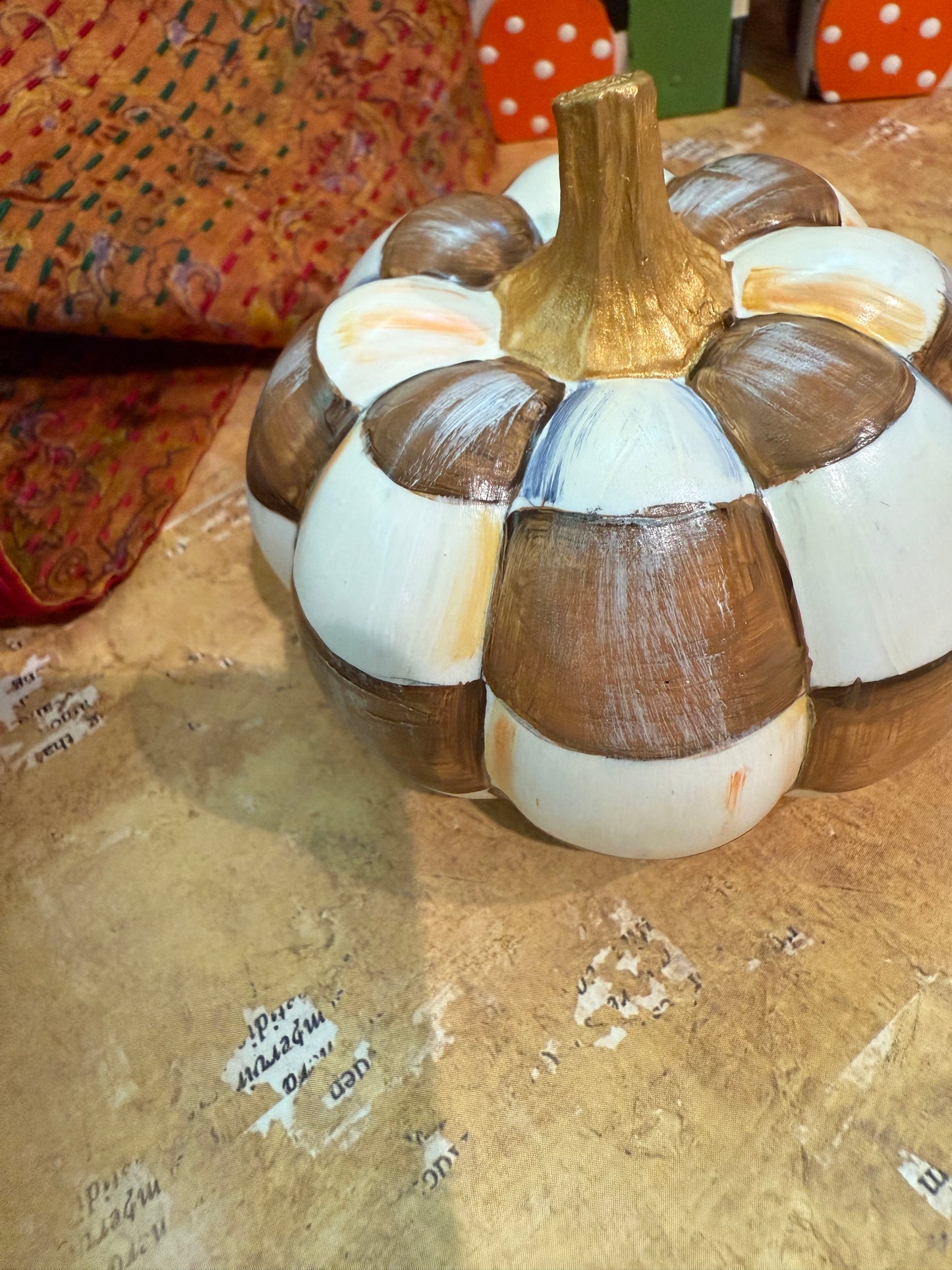 Brown and White Checkered Pumpkin