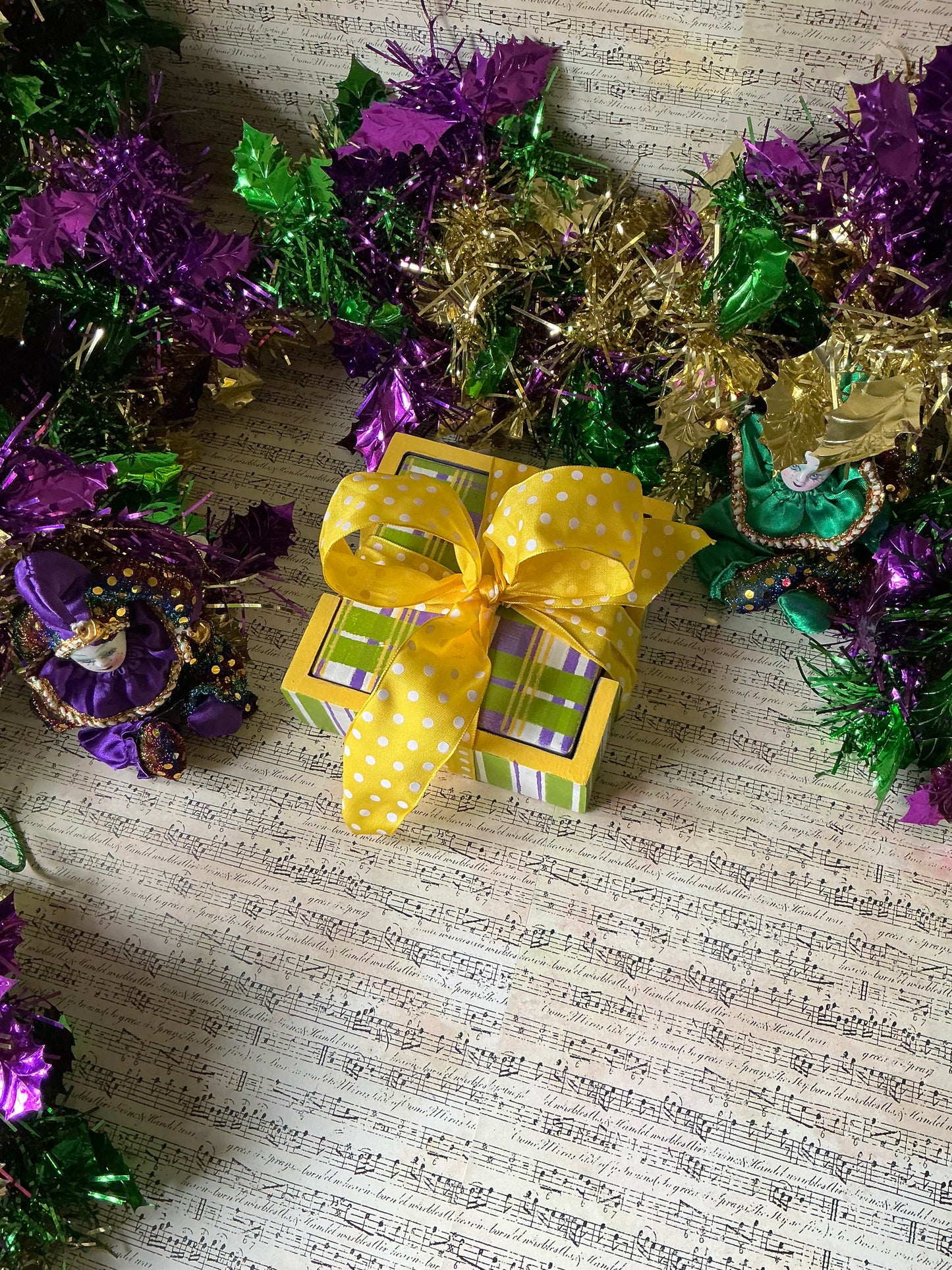 Plaid Coasters in Wooden Box