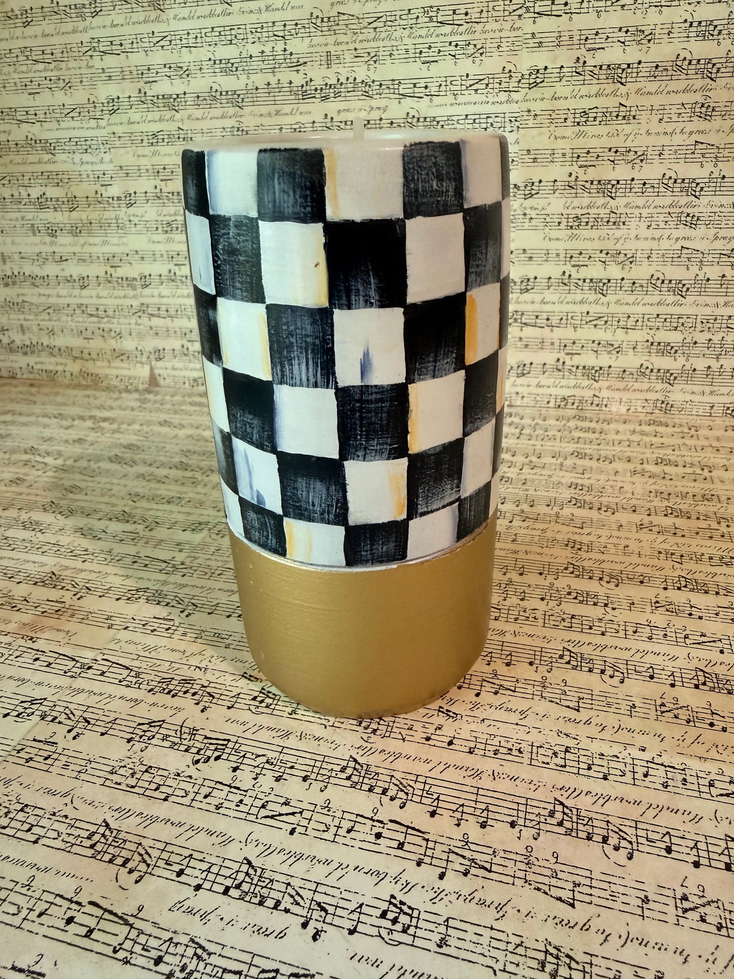 Checkered Marble Tea Light Candle Holder
