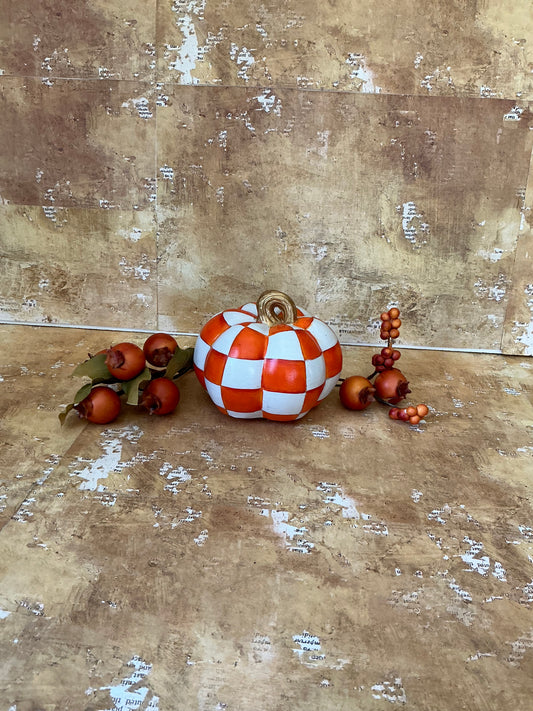 Orange and White Checkered Pumpkin