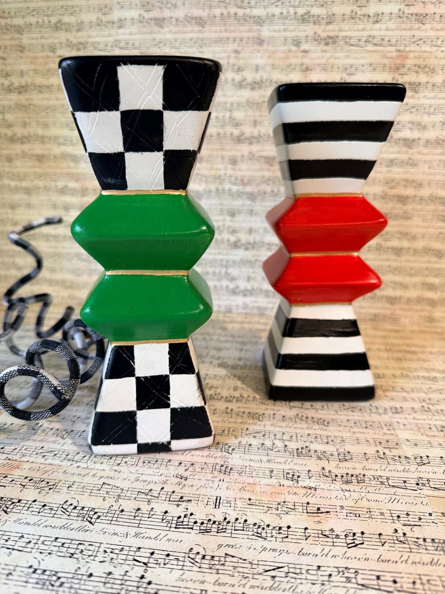 Checkered and Striped Holiday Tealight Holders