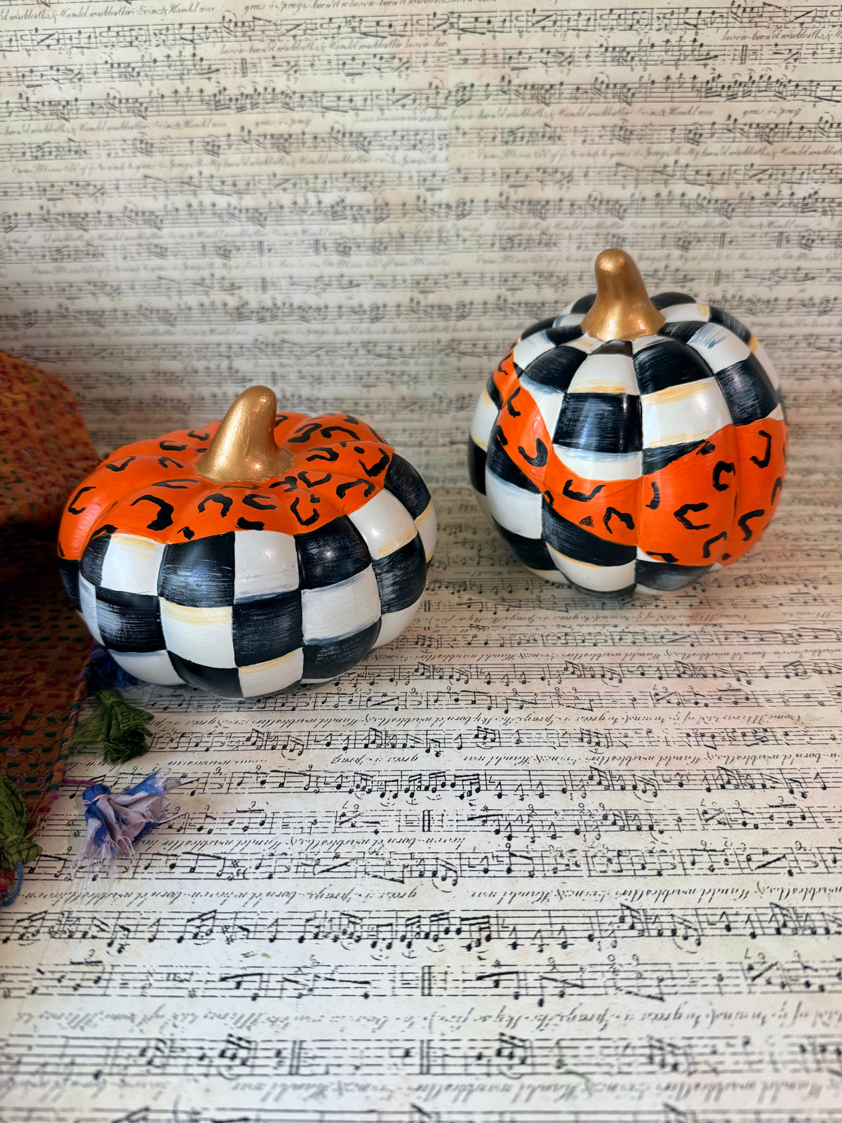 Black and White Checkered Pumpkins with Leopard Pattern