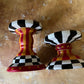 Checkered and Striped Candleholders