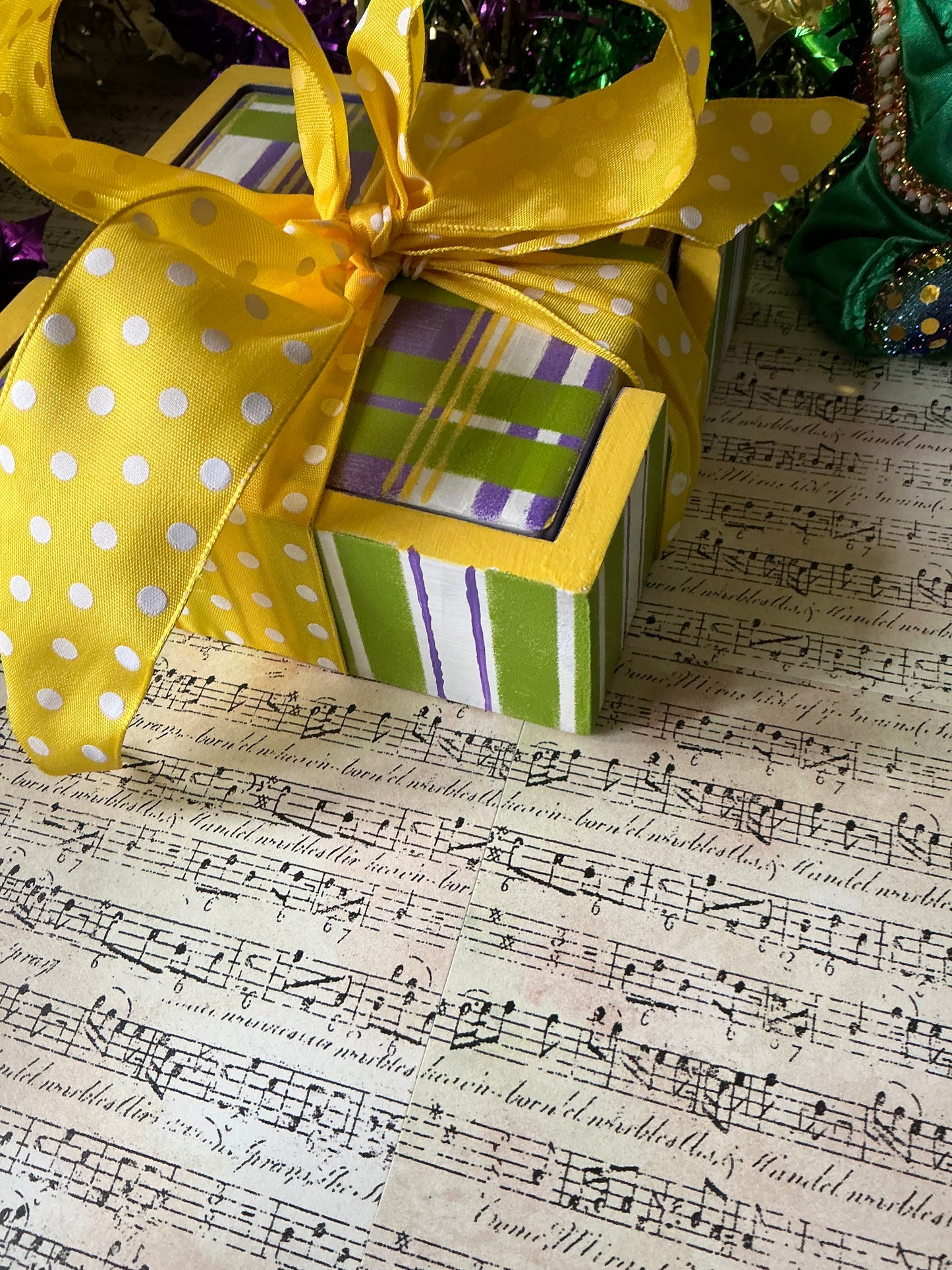 Plaid Coasters in Wooden Box