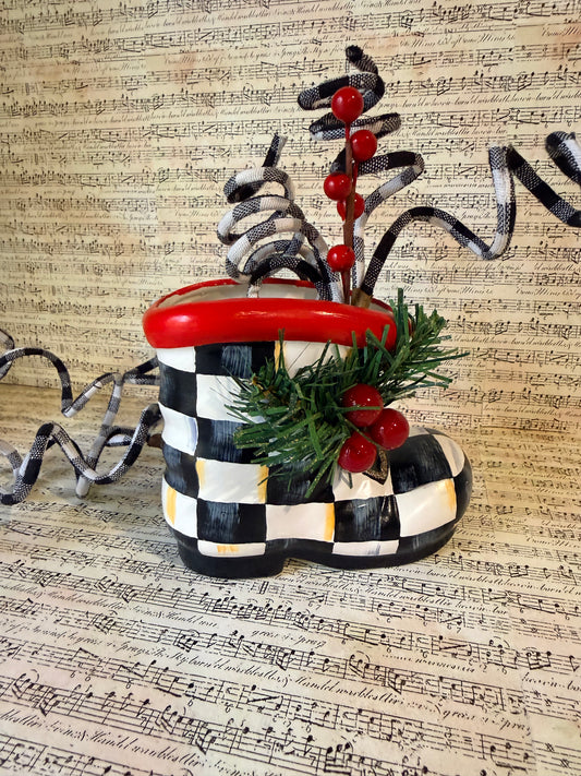 Upcycled Lefton Santa Boot Vase