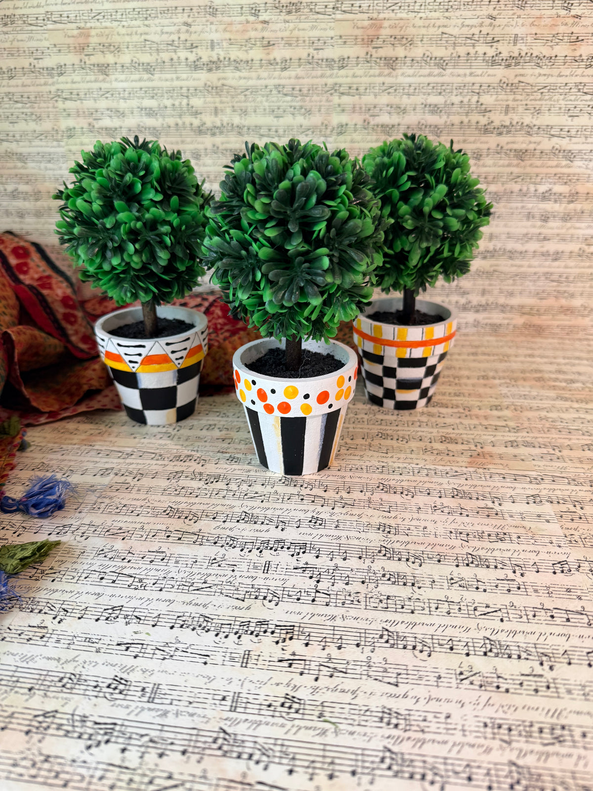 Hand Painted Faux Boxwood Topiary