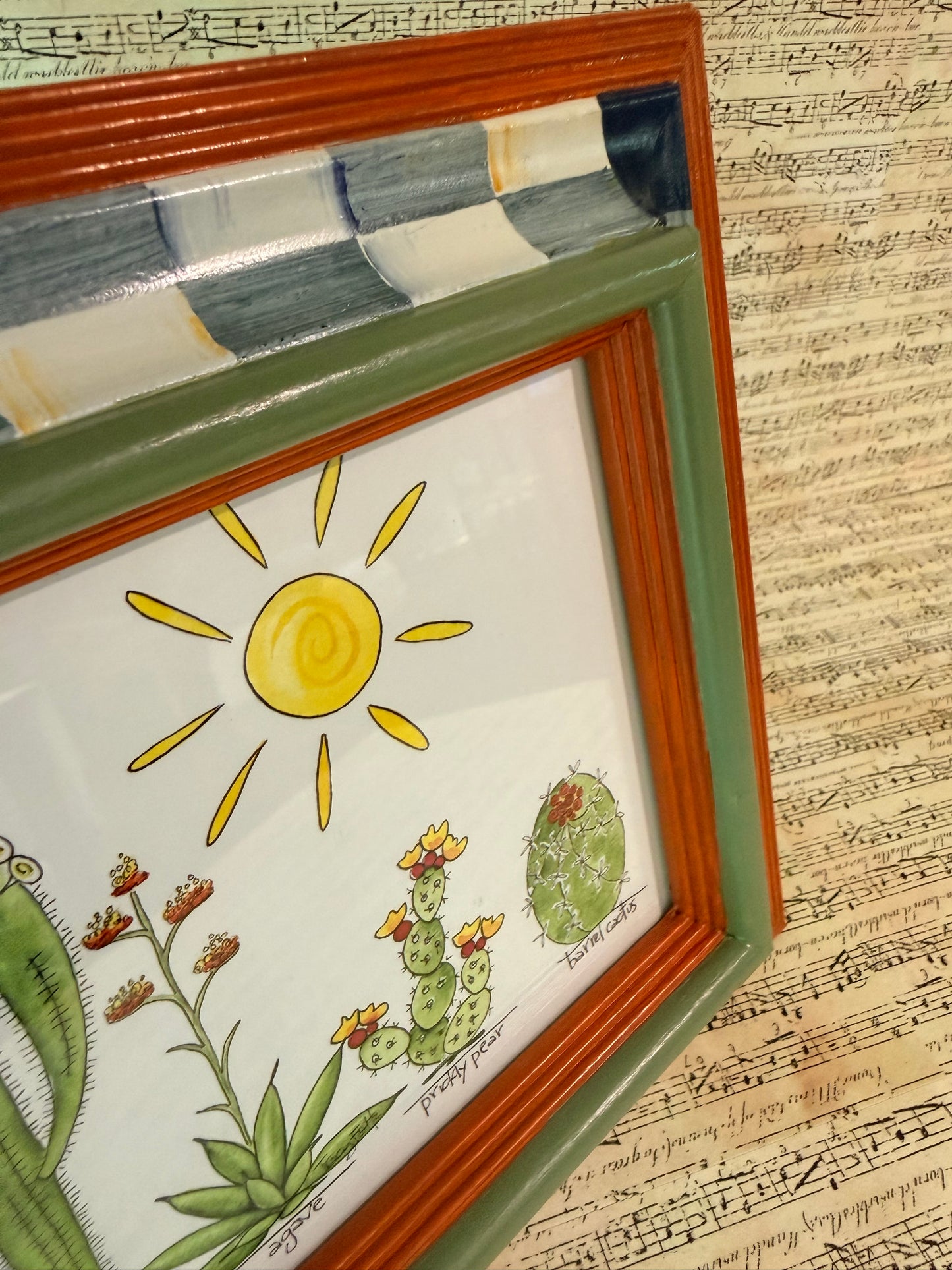 Hand-Painted Checkered Wood Picture Frame, 4.5" x 6.5"