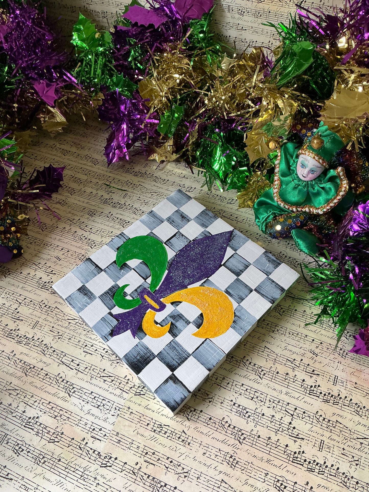 Mardi Gras Fleur de Lis Plaque
