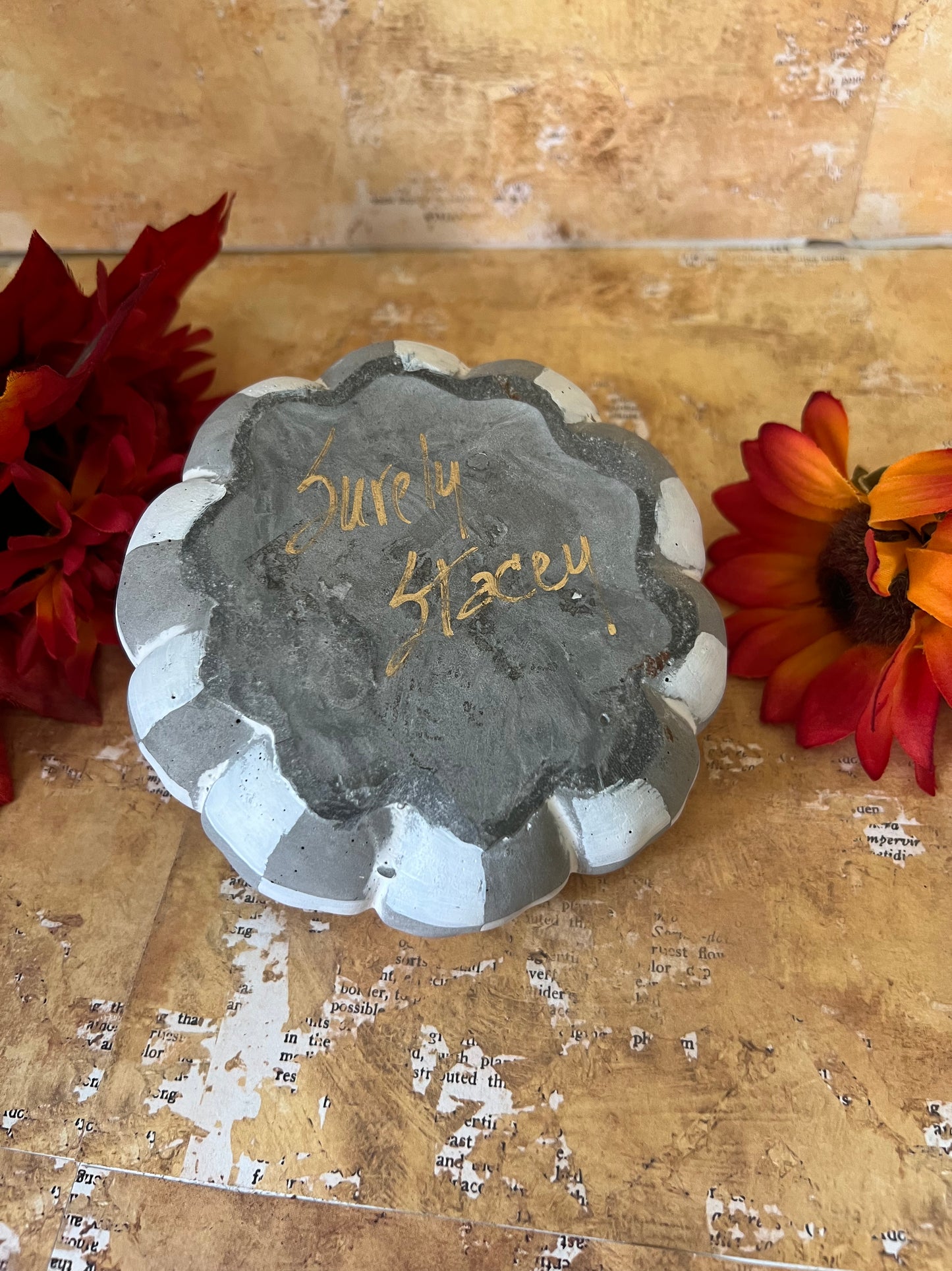 Gray and White Squashed Pumpkin