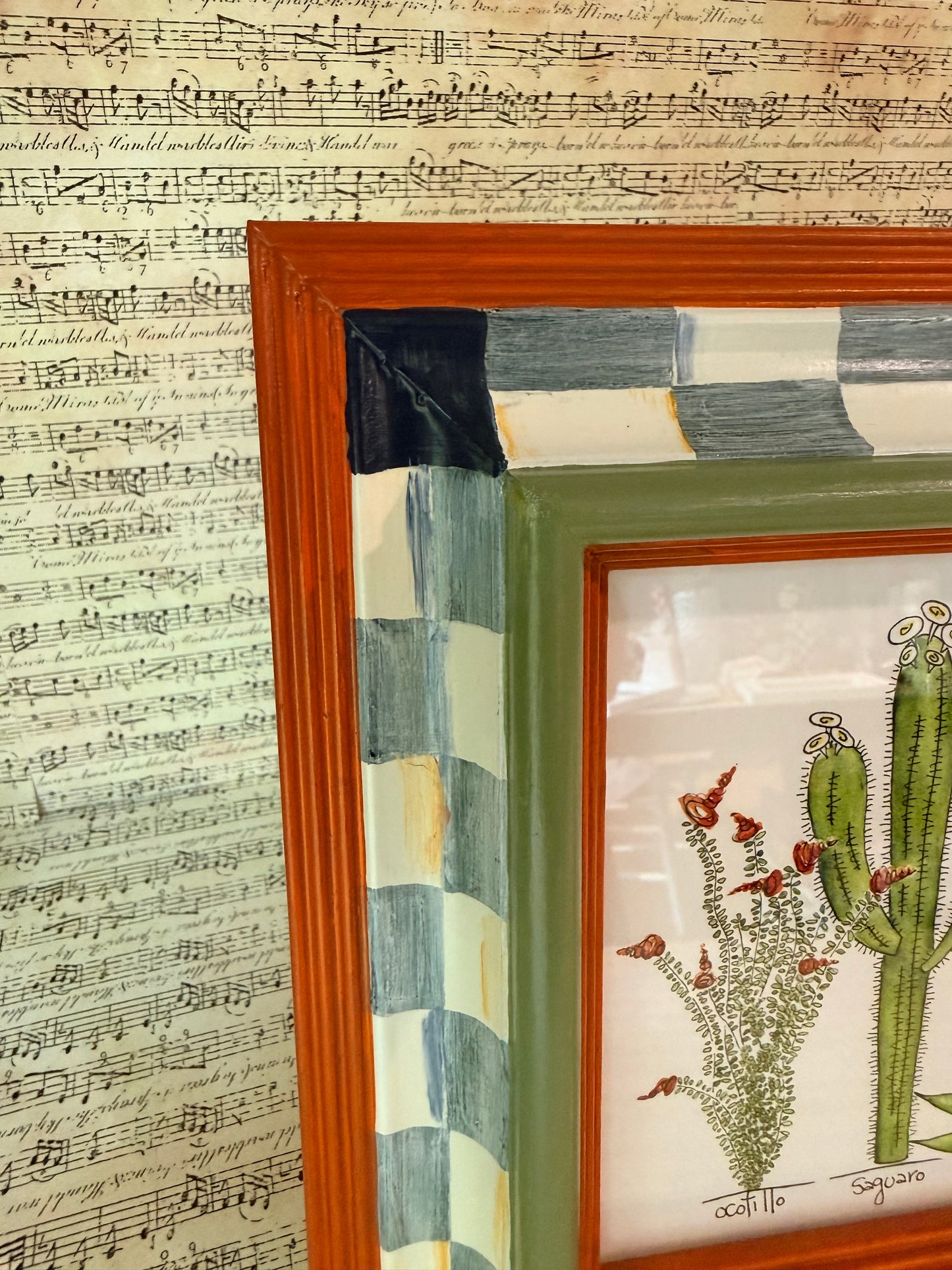 Hand-Painted Checkered Wood Picture Frame, 4.5" x 6.5"