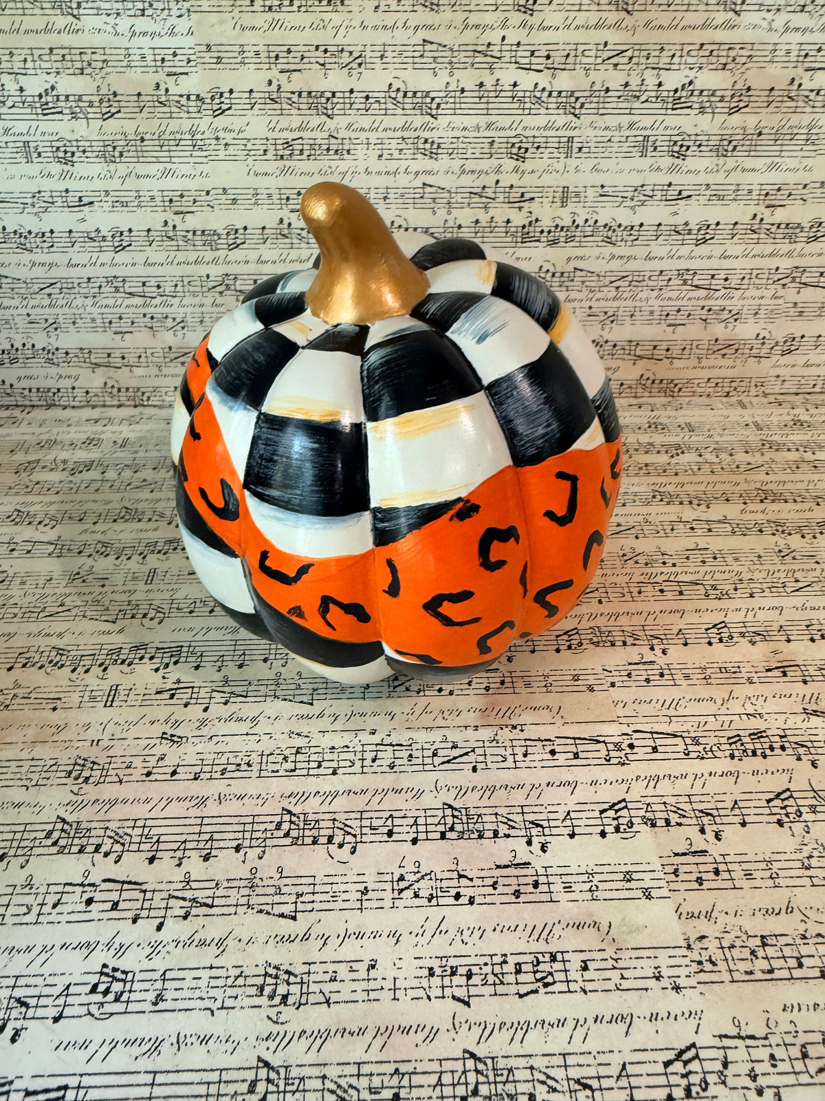 Black and White Checkered Pumpkins with Leopard Pattern