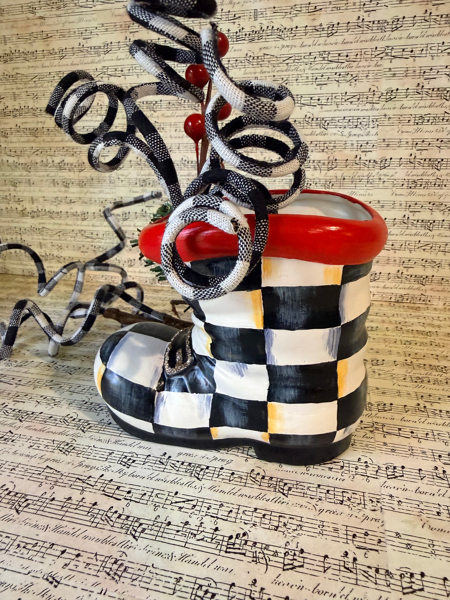 Upcycled Lefton Santa Boot Vase