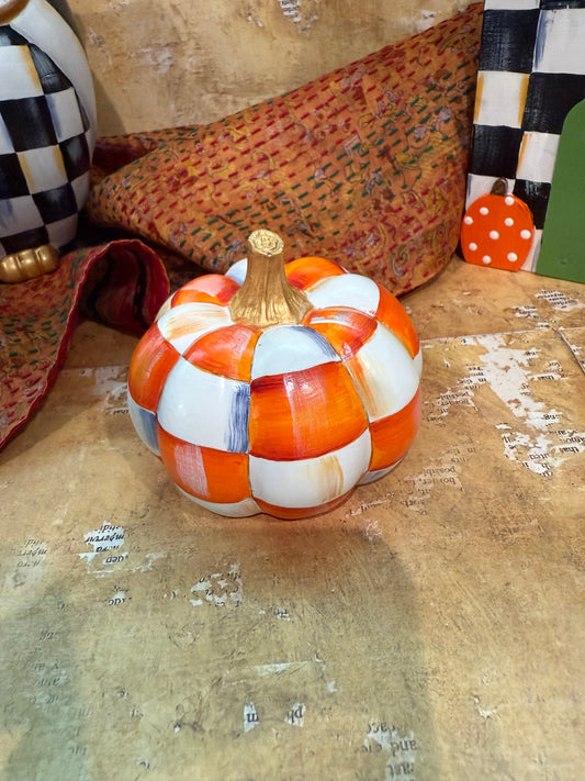 Orange and White Checkered Pumpkin