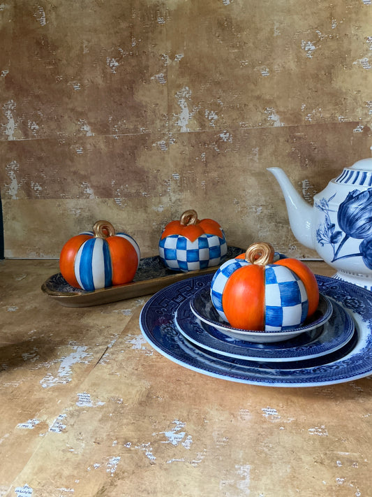 Blue, White and Orange Pumpkins