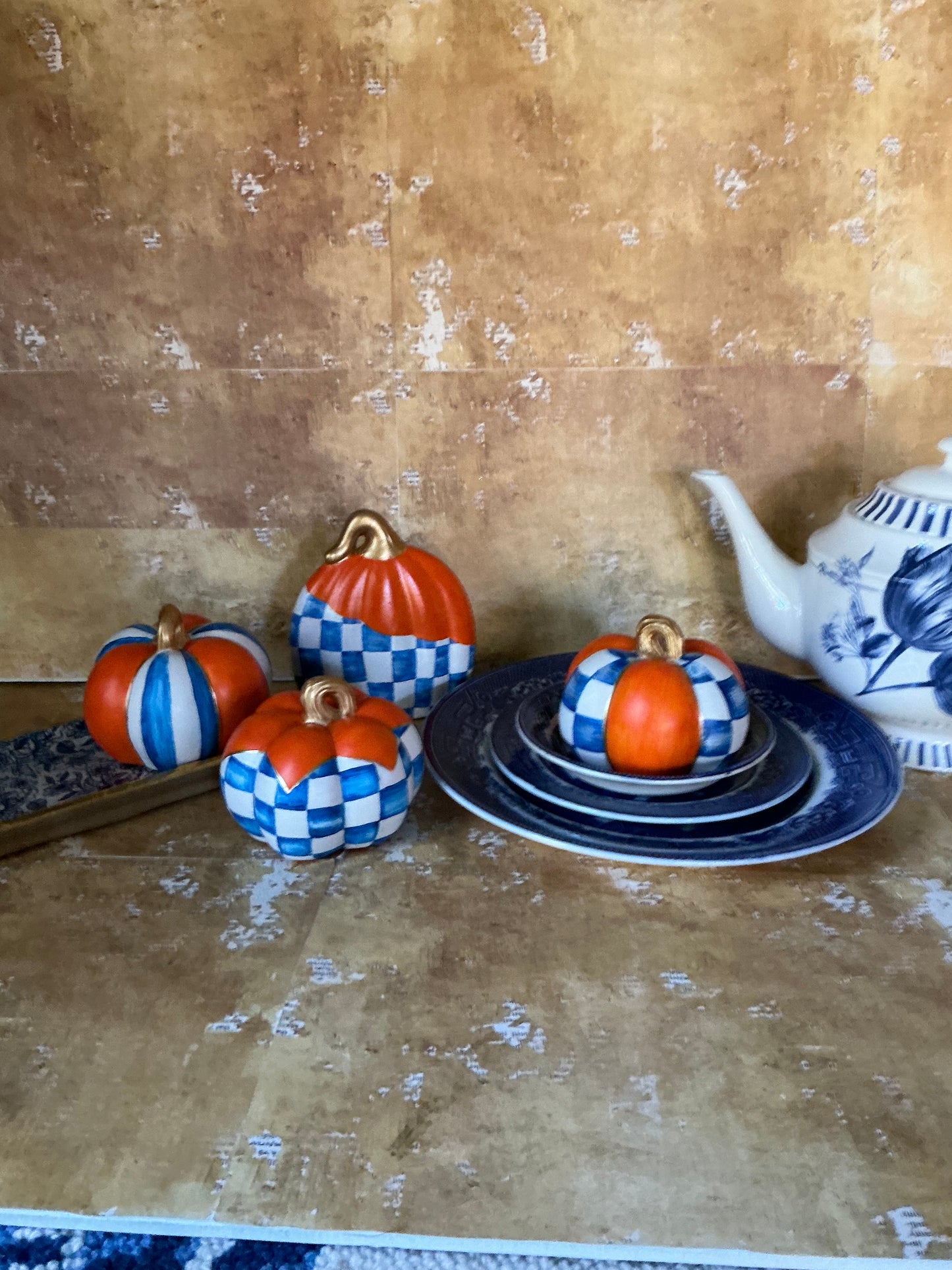 Blue, White and Orange Pumpkins