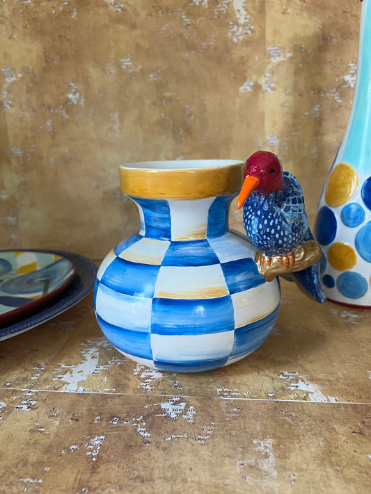 Vase with fancy bird