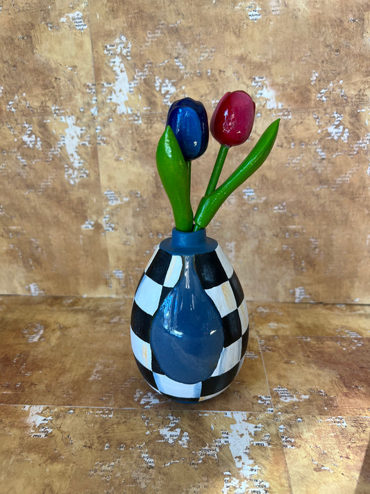 Blue glazed teardrop vase